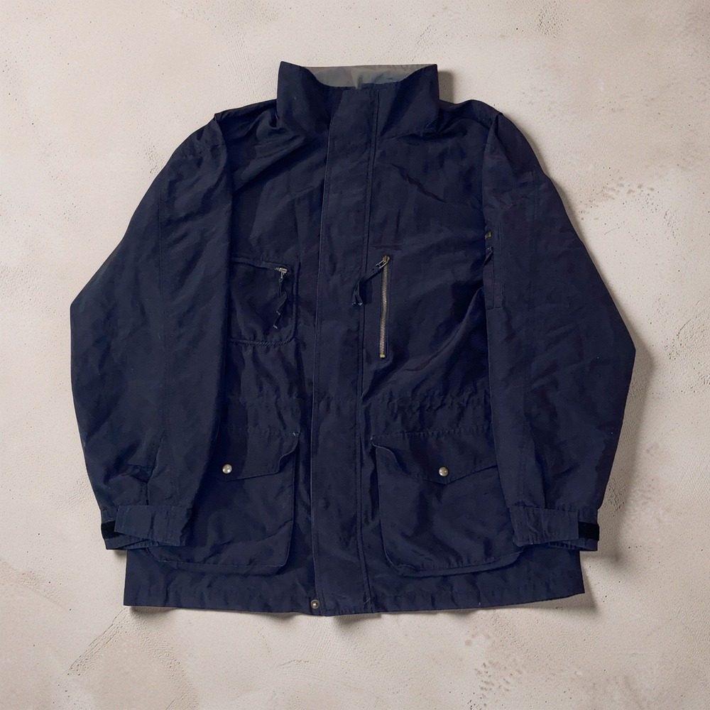 Eddie Bauer Mens XL Black Outdoor Utility Jacket Nylon Windbreaker Field Coat